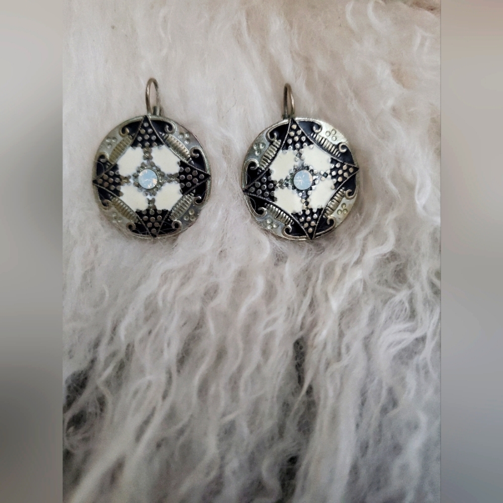 Elegant Silver and Black Clip on Earrings